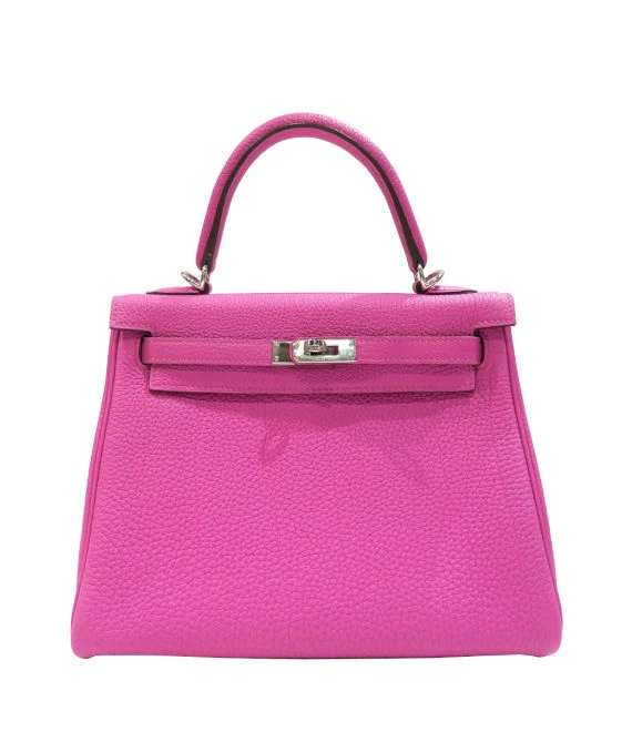 Hermes 2019 (Stamp D) Size 25 Togo leather Kelly in Magnolia Color with Palladium Hardware