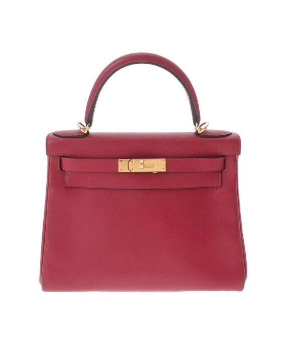 Hermes 2016 (Stamp X) Size 28 Evercolor leather Kelly in Rouge ash Color with Gold Hardware