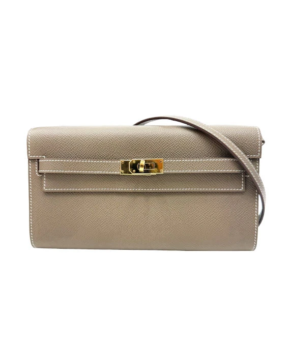 Hermes 2022 (Stamp U) Epsom Leather Kelly To Go in Etoupe Color with Palladium Hardware