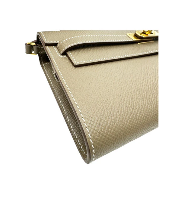 Hermes 2022 (Stamp U) Epsom Leather Kelly To Go in Etoupe Color with Palladium Hardware
