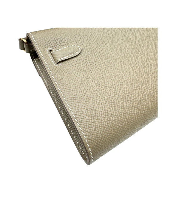 Hermes 2022 (Stamp U) Epsom Leather Kelly To Go in Etoupe Color with Palladium Hardware