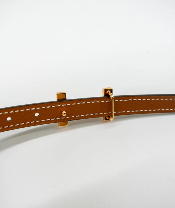 Hermes Size 38 Epsom Swift Focus Belt 85 Gold Black