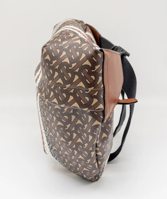 Burberry Brown/White TB Monogram Stripe Coated Canvas Extra Large Belt Bag