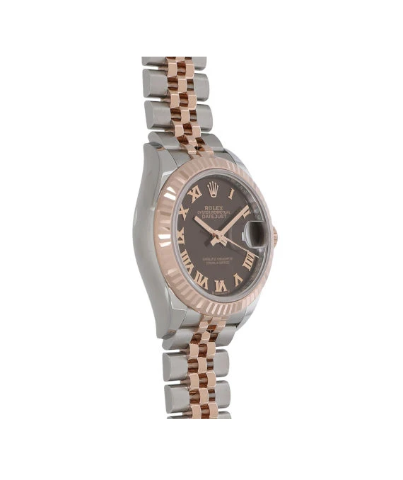 Rolex 2010 Lady Date just 28mm Chocolate Rome Dial Stainless Steel and Rose Gold Automatic Women's Watch