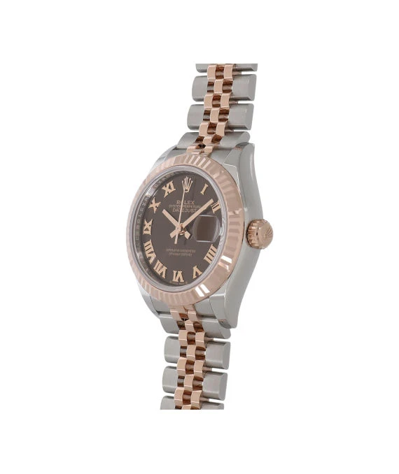 Rolex 2010 Lady Date just 28mm Chocolate Rome Dial Stainless Steel and Rose Gold Automatic Women's Watch