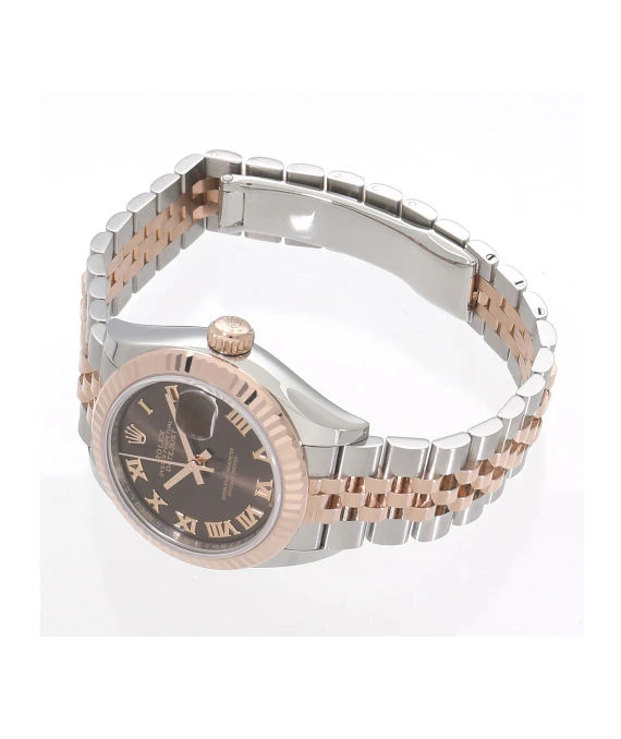 Rolex 2010 Lady Date just 28mm Chocolate Rome Dial Stainless Steel and Rose Gold Automatic Women's Watch