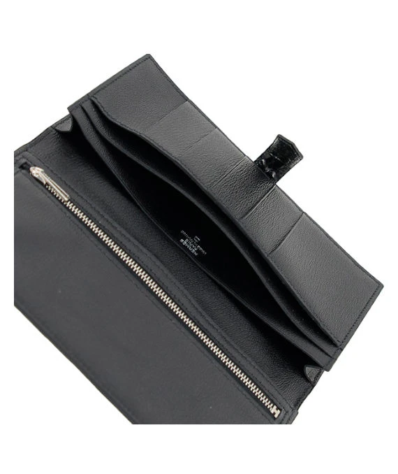 Hermes 2005 (Stamp I) Matte Alligator Bearn Black Wallet with Palladium Hardware