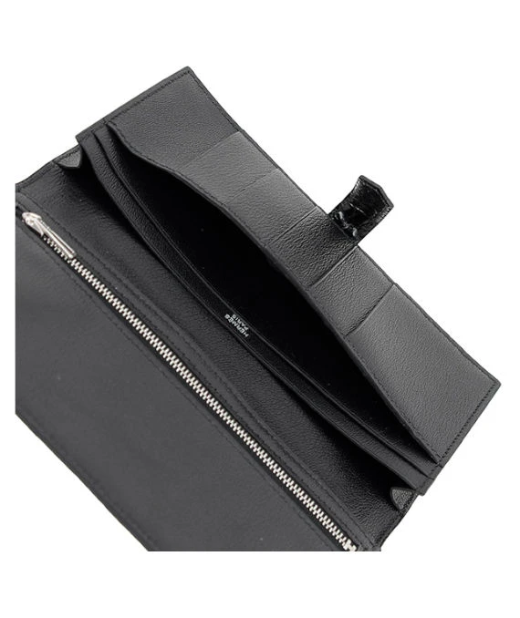 Hermes 2005 (Stamp I) Matte Alligator Bearn Black Wallet with Palladium Hardware