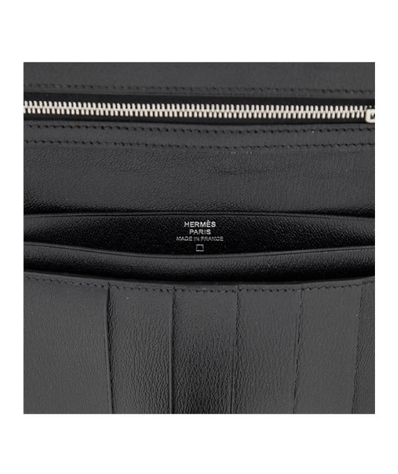 Hermes 2005 (Stamp I) Matte Alligator Bearn Black Wallet with Palladium Hardware