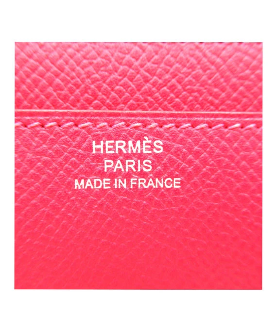 Hermes 2012 (Stamp P) Epsom Leather Constance Long Wallet in Rouge Casaque Color with Palladium Hardware