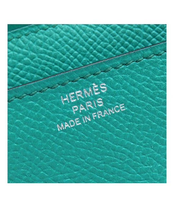 Hermes 2016 (Stamp X) Epsom Leather Constance Long Wallet in Blue Paon Color with Palladium Hardware