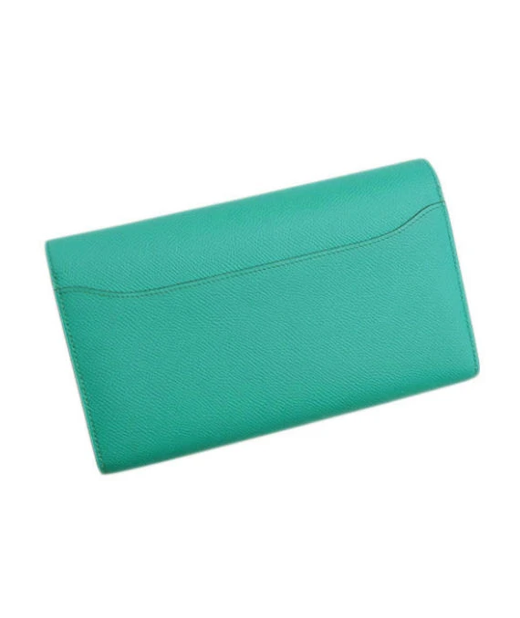 Hermes 2016 (Stamp X) Epsom Leather Constance Long Wallet in Blue Paon Color with Palladium Hardware