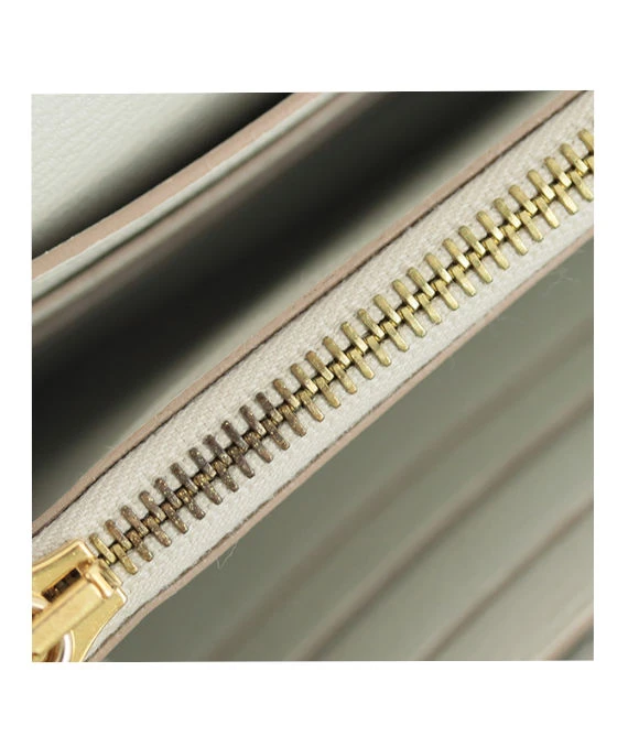 Hermes 2015 (Stamp T) Crocodile Leather Kelly Bi-fold Long Wallet in Matte Beton Color with Gold Hardware