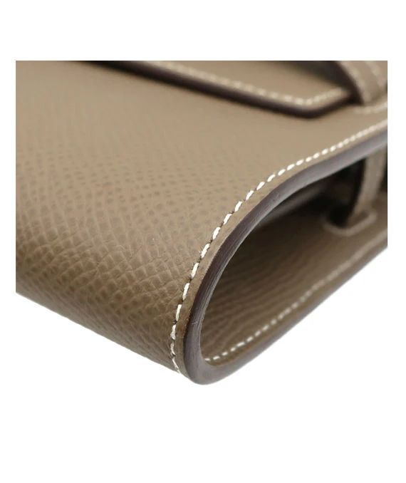 Hermes 2020 (Stamp Y) Epsom Leather Kelly To Go Long Wallet in Etoupe Color with Palladium Hardware