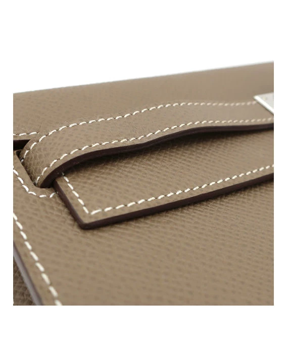 Hermes 2020 (Stamp Y) Epsom Leather Kelly To Go Long Wallet in Etoupe Color with Palladium Hardware