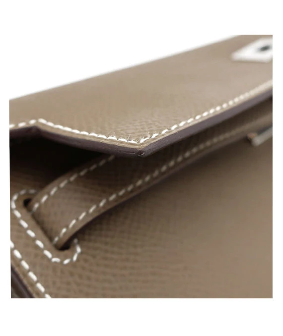 Hermes 2020 (Stamp Y) Epsom Leather Kelly To Go Long Wallet in Etoupe Color with Palladium Hardware