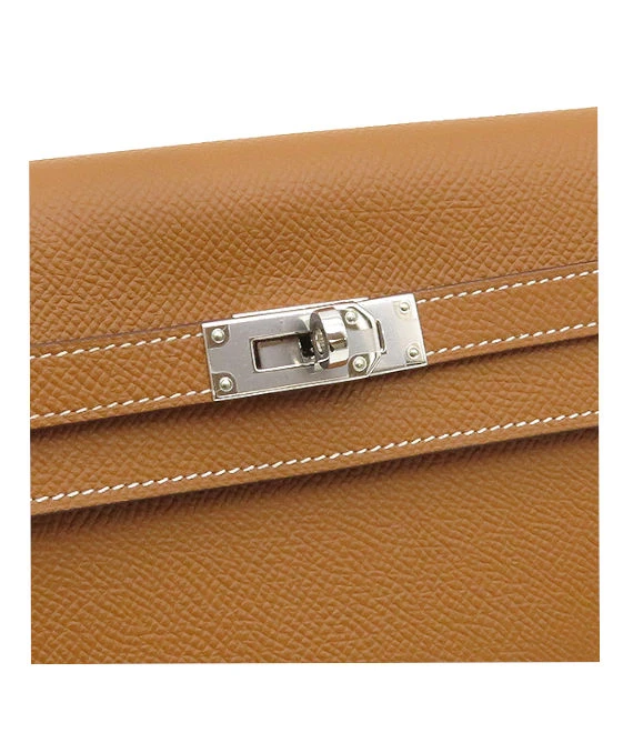 Hermes 2020 (Stamp Y) Epsom Leather Kelly To Go Long Wallet in Golden Brown Color with Palladium Hardware