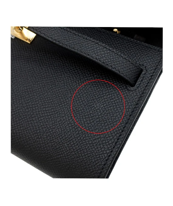 Hermes 2023 (Stamp B) Epsom Leather Kelly To Go Long Wallet in Black Color with Gold Hardware