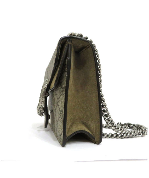 Gucci Beige GG Supreme Canvas and Suede Mini Dionysus Shoulder Bag