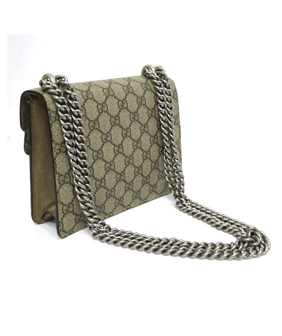 Gucci Beige GG Supreme Canvas and Suede Mini Dionysus Shoulder Bag