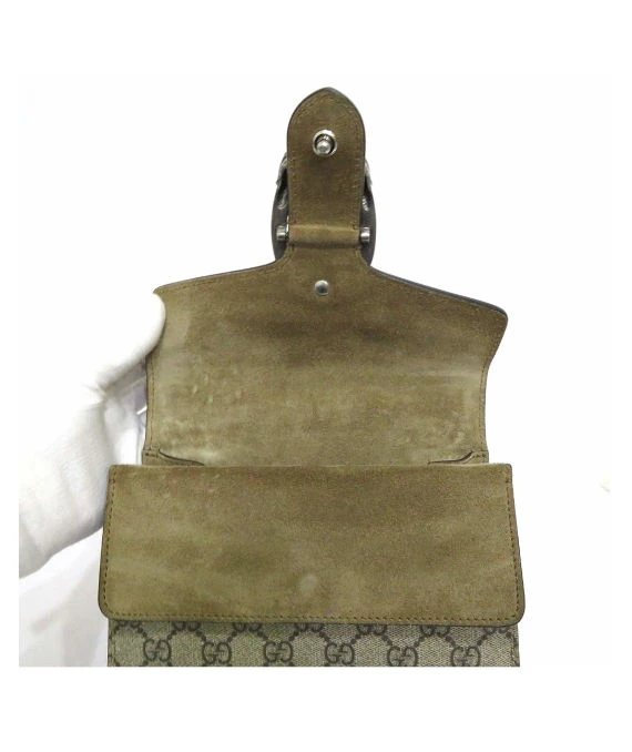 Gucci Beige GG Supreme Canvas and Suede Mini Dionysus Shoulder Bag