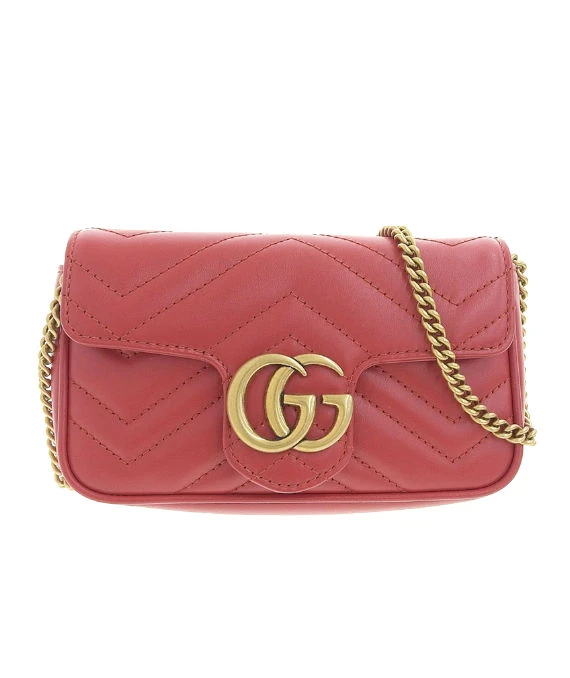 Gucci Red Matelassé Leather Mini GG Marmont Super Bag