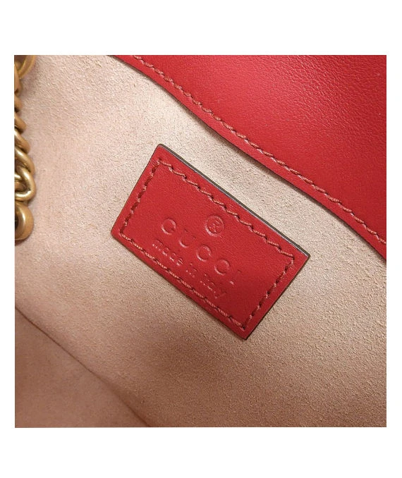 Gucci Red Matelassé Leather Mini GG Marmont Super Bag