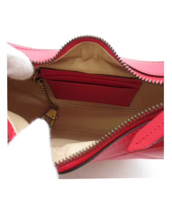 Gucci Red Matelassé Leather Mini GG Marmont Half Moon Shoulder Bag