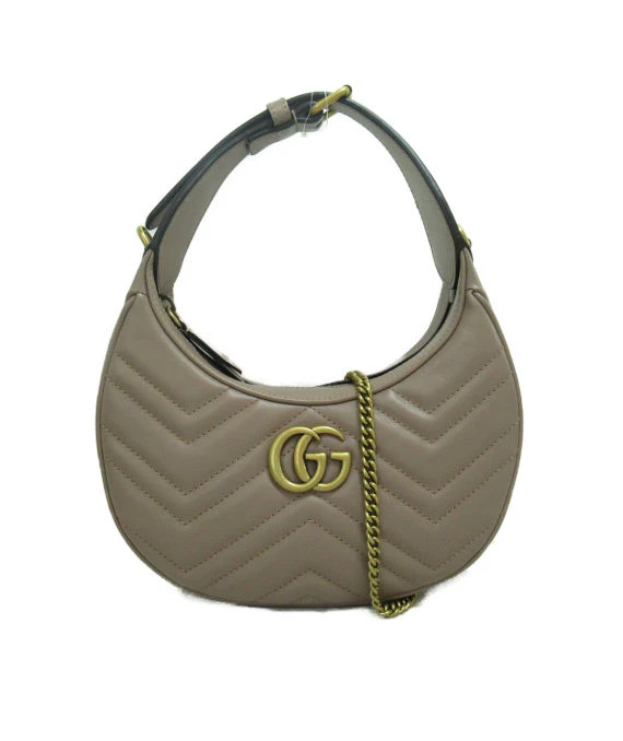 Gucci Pink Matelassé Leather Mini GG Marmont Half Moon Shoulder Bag