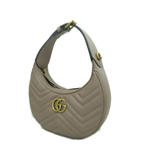 Gucci Pink Matelassé Leather Mini GG Marmont Half Moon Shoulder Bag
