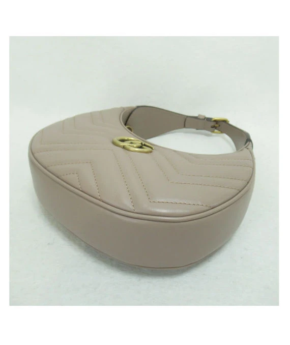 Gucci Pink Matelassé Leather Mini GG Marmont Half Moon Shoulder Bag