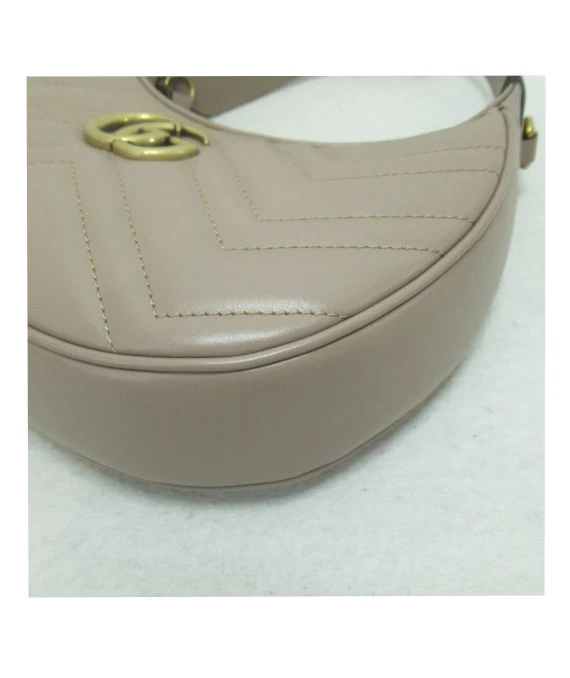 Gucci Pink Matelassé Leather Mini GG Marmont Half Moon Shoulder Bag