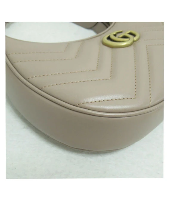 Gucci Pink Matelassé Leather Mini GG Marmont Half Moon Shoulder Bag