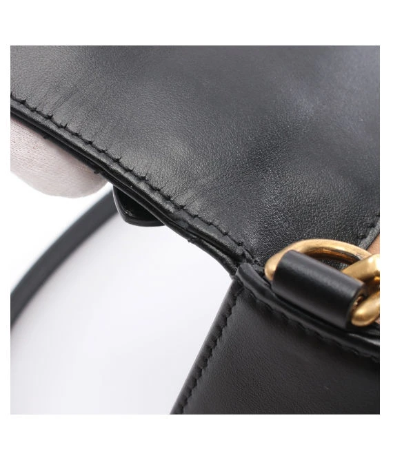 Gucci Black Matelassé Leather Mini GG Marmont Top Handle Bag