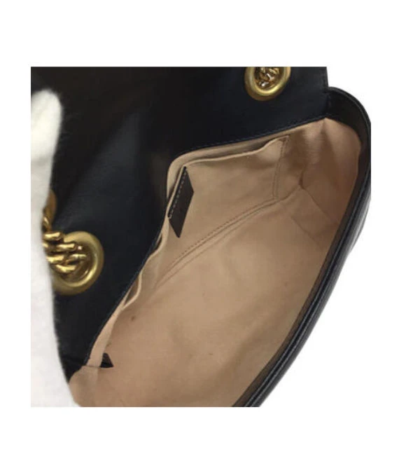 Gucci Black Matelassé Leather Mini GG Marmont Shoulder Bag