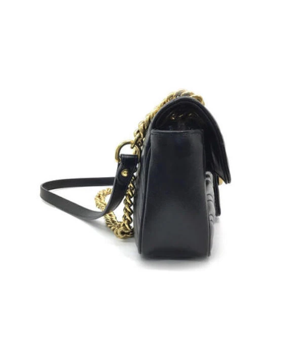 Gucci Black Matelassé Leather Mini GG Marmont Shoulder Bag