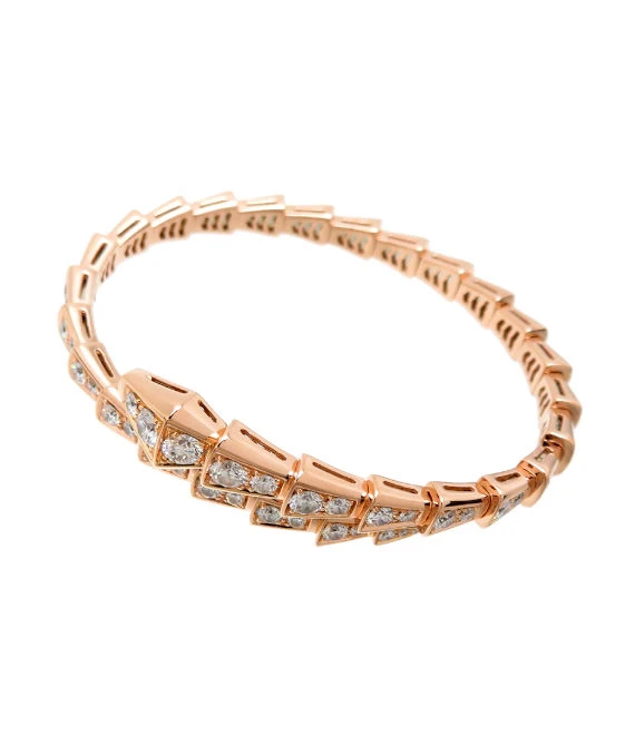Bvlgari Size 20 Serpenti Viper Diamond Bracelet in 18k Rose Gold