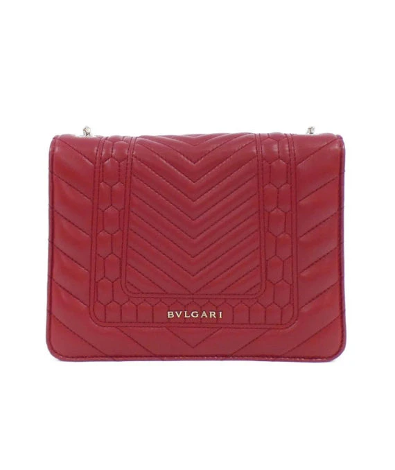 Bvlgari Serpenti Forever Square Red Quilted Leather Small Shoulder Bag