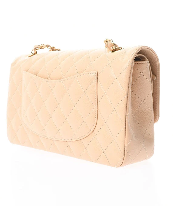 CHANEL Matelasse Classic Beige Color Handbag with Gold Hardware