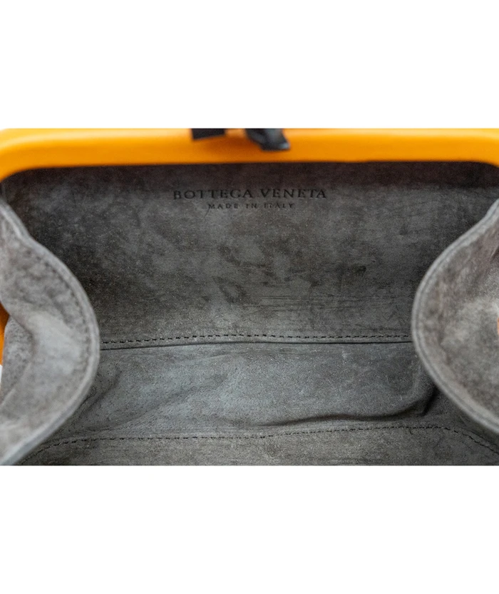 Bottega Veneta Orange / Silver Intreccio Impero Leather Knot Clutch Bag