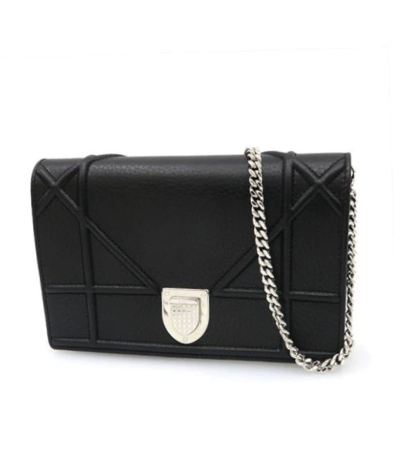 Christian Dior Black Leather Diorama Chain Shoulder Bag