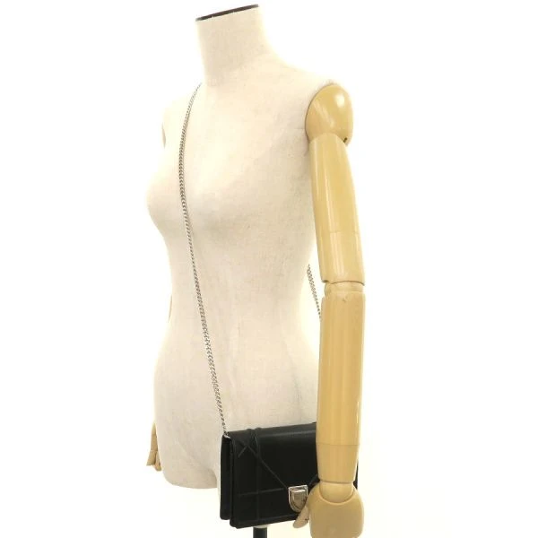 Christian Dior Black Leather Diorama Chain Shoulder Bag