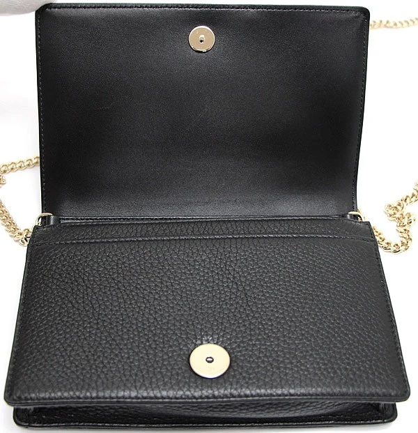 Christian Dior Diorama Chain on Wallet in Leather Black with Gold Hardware