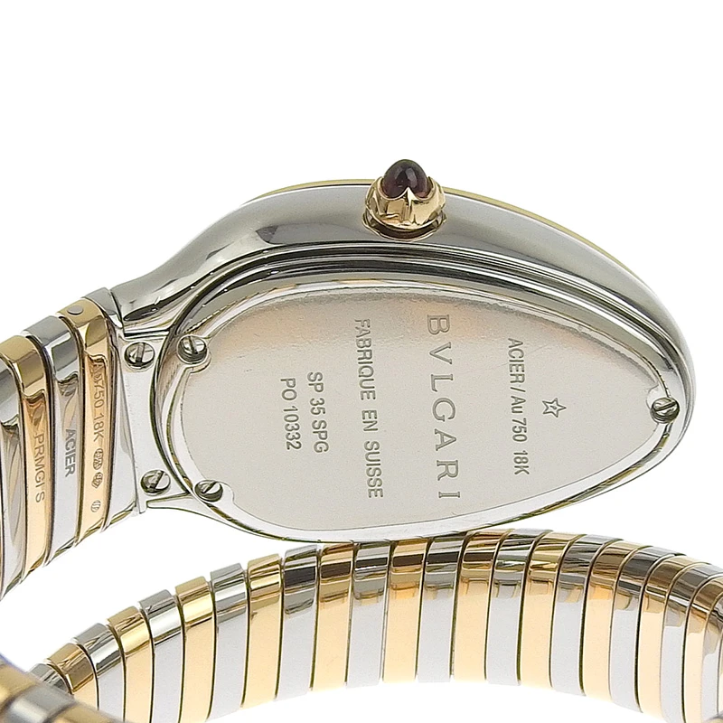 Bvlgari Serpenti Tubogas Single Spiral White Diamond Dial Stainless Steel/Rose Gold Women's Watch