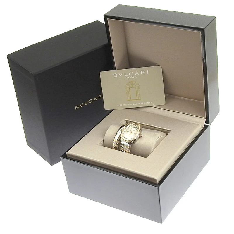 Bvlgari Serpenti Tubogas Single Spiral White Diamond Dial Stainless Steel/Rose Gold Women's Watch