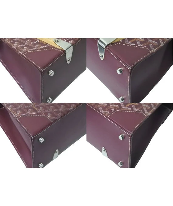 Goyard Burgundy Coated Canvas and Leather Saigon PM Top Handle Bag