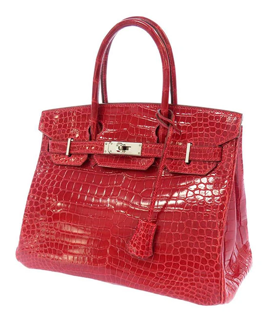Hermes 2004 Porosus Crocodile Leather Birkin Handbag size 30 in Blaze with Palladium Hardware