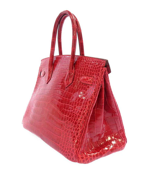 Hermes 2004 Porosus Crocodile Leather Birkin Handbag size 30 in Blaze with Palladium Hardware