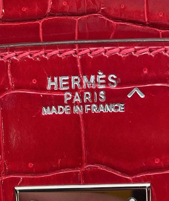 Hermes 2004 Porosus Crocodile Leather Birkin Handbag size 30 in Blaze with Palladium Hardware