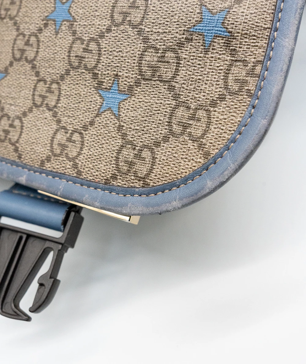 Gucci GG Beige/Light Blue Coated Canvas Star Diaper Messenger Bag